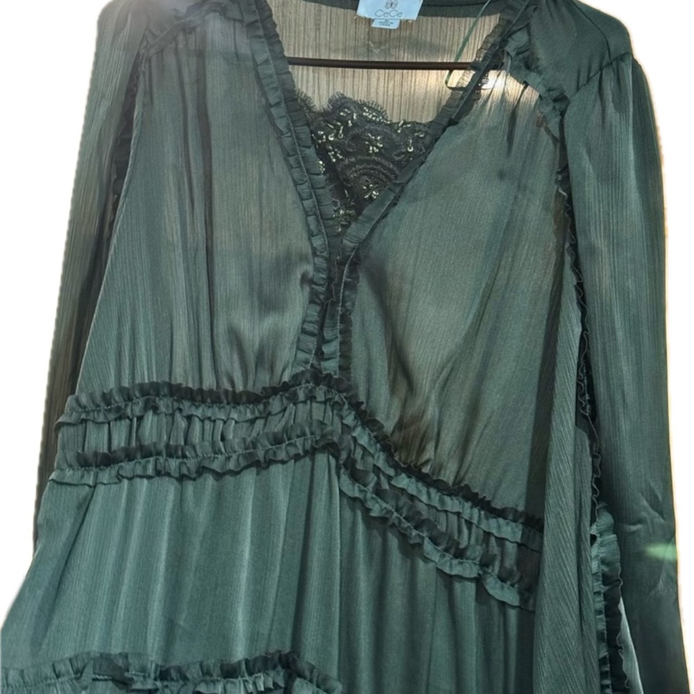CeCe Teal Long Sleeve Dress
